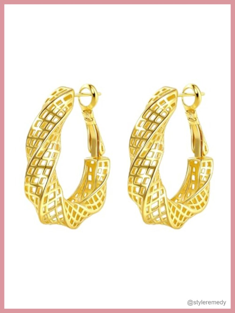 14K Gold Plated Oval Hoop Earrings Lever Back Chunky Textured